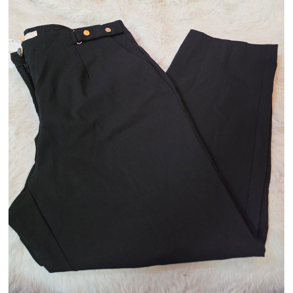 NWT Zac & Rachel Black Slim Crop Dress Pants - Gold Accents - Women's Size 8